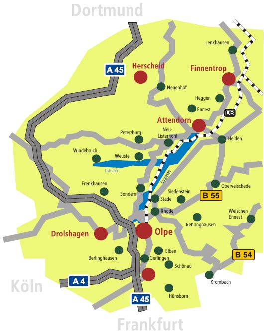 Anfahrt nach Olpe